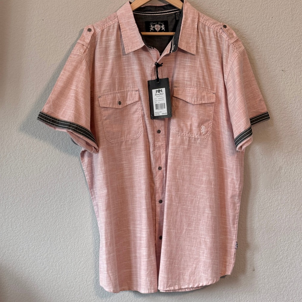 Lions Crest English Laundry Button Up Shirt Mens 5X Spanish Red Short Sleeve New